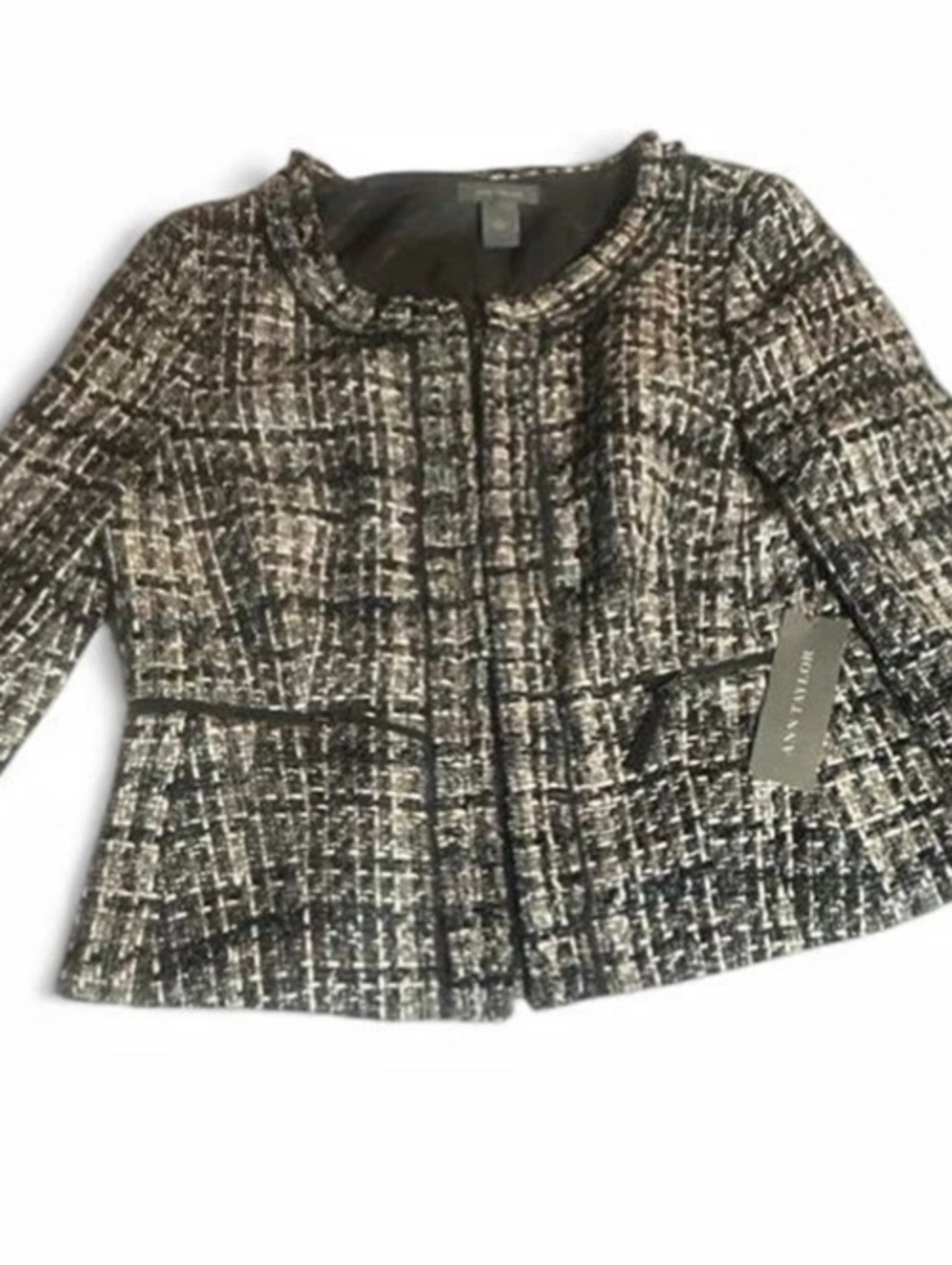 Ann Taylor Modern Fit Jacket Plaid Jacket in Black & Blue Size 12 NWT
